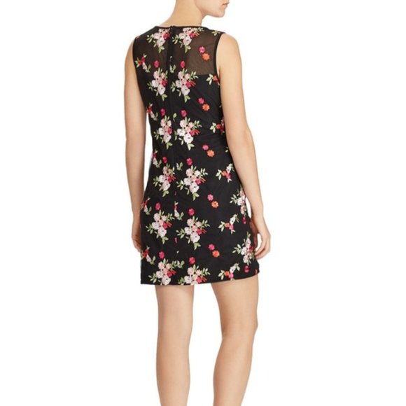 LAUREN by Ralph Lauren Black Floral Mesh Embroidered Dress - Picture 5 of 5